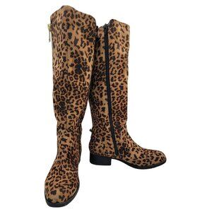 Soda Boots Leopard Print Knee-High With Side Zipper For Women Size 8 No Box